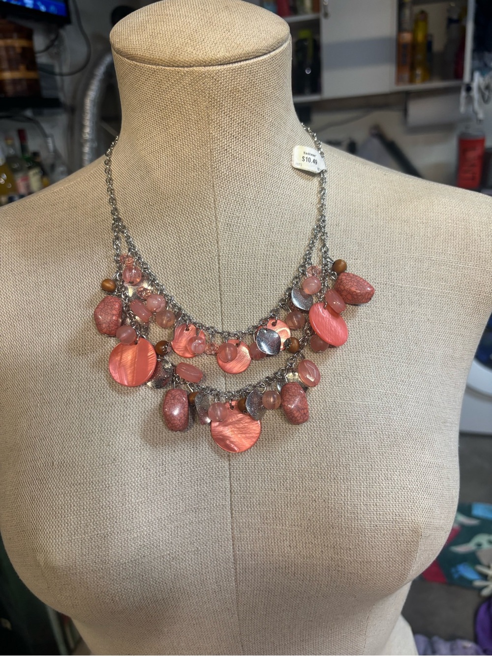 Layered Coral Disc Statement Necklace - Women Jewelry
